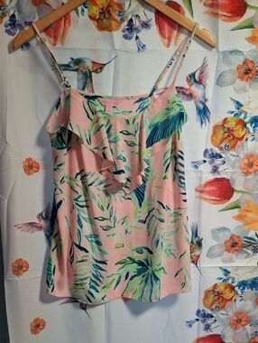Lilly Pulitzer  Pink Tropical Ruffle Camisole Top Size Xs